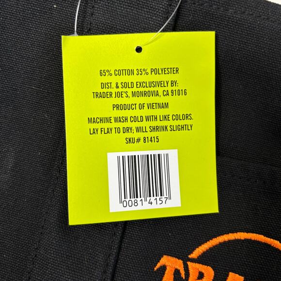 LOT 2x — Trader Joe’s Canvas MINI Tote Bag — Halloween 2025 Black Orange Set NWT - Picture 5 of 6